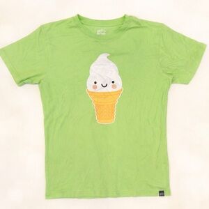 NEW Adult Whistle & Flute Gender Neutral Green Ice Cream Graphic T-Shirt